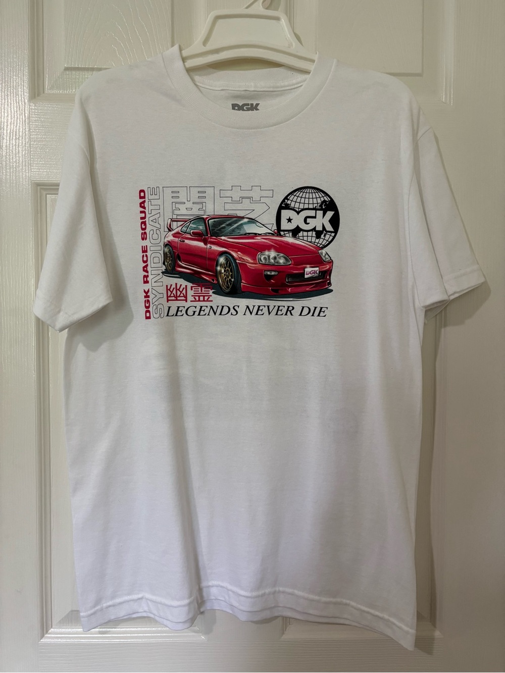 DGK White Tee with Red Car Graphic